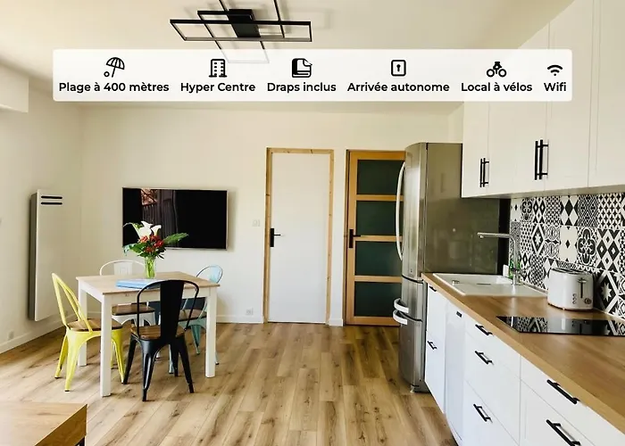 Hyper Centre - Draps Inclus - Fibre - Parking - Local Velos - Jusqu'a 6 Personnes شقة سانت-بريفين-لي-بان